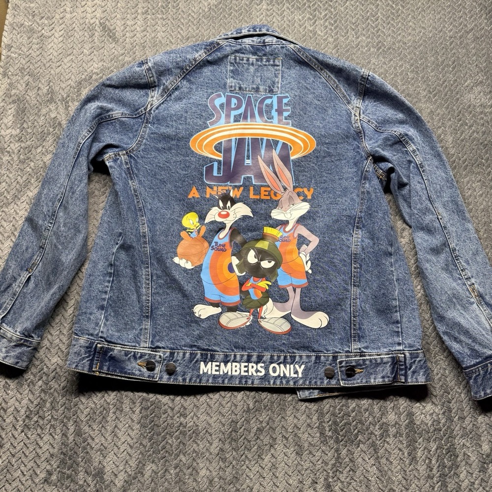 Members Only Space Jam A New Legacy Looney Toones Denim Jacket Lebron Men's M